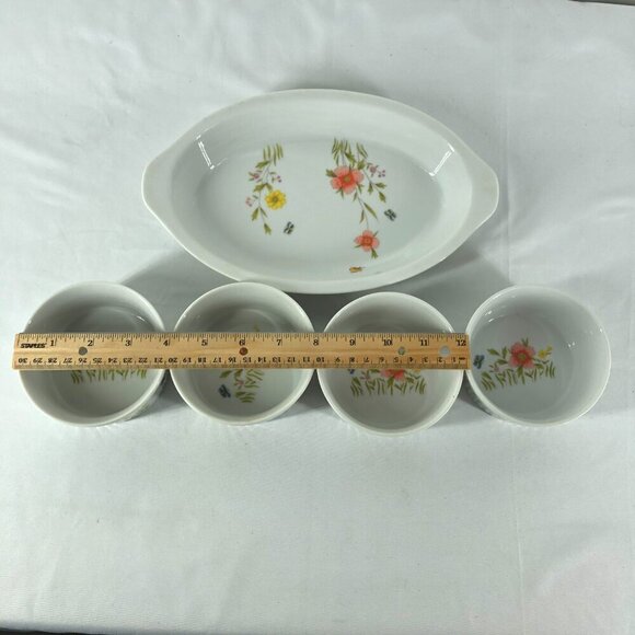 Country Flowers by Andrea Casserole Dish With 4 Serving Dishes - Picture 6 of 8